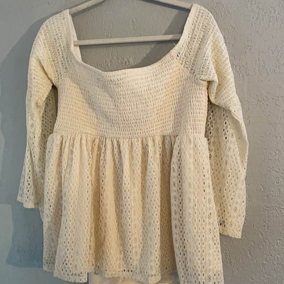 Torrid Ivory Smocked Off Shoulder Lace Top - Picture 9 of 11